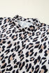 Effortless Chic Leopard Print Dolman Sleeve Button Down Blouse