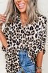 Effortless Chic Leopard Print Dolman Sleeve Button Down Blouse
