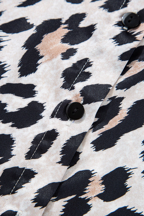 Effortless Chic Leopard Print Dolman Sleeve Button Down Blouse