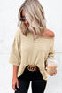 Effortless Chic Textured Knit Drop Shoulder Summer Sweater Top
