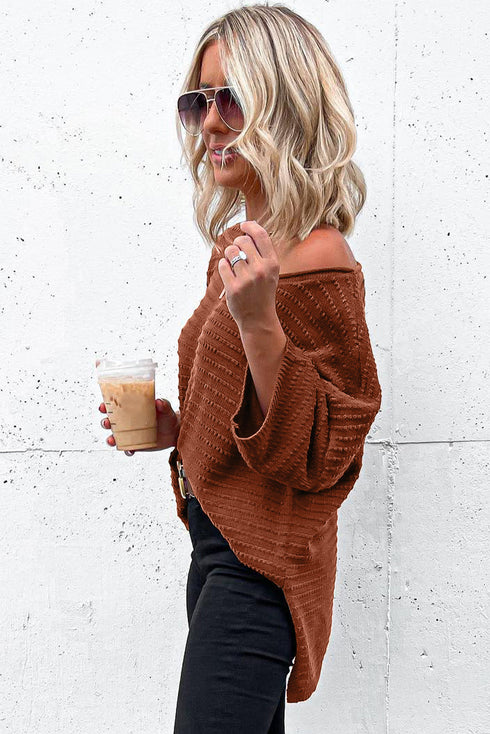 Effortless Chic Textured Knit Drop Shoulder Summer Sweater Top