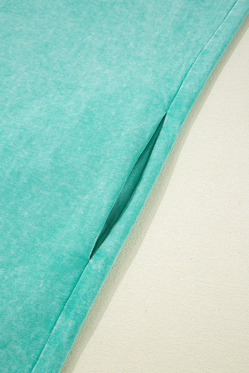 Effortless Cool Mineral Wash Pocketed Side Slit Long T-Shirt Maxi Dress