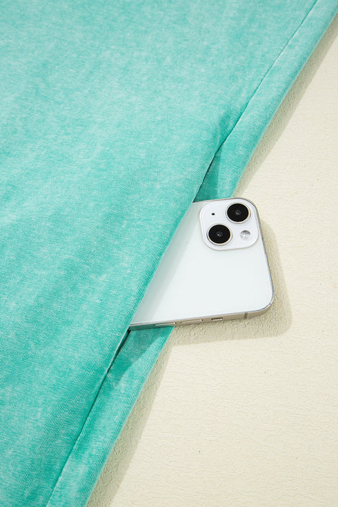 Effortless Cool Mineral Wash Pocketed Side Slit Long T-Shirt Maxi Dress