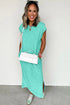 Effortless Cool Mineral Wash Pocketed Side Slit Long T-Shirt Maxi Dress