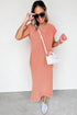 Effortless Cool Mineral Wash Pocketed Side Slit Long T-Shirt Maxi Dress