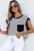 Effortless Stripe Pocket Accent Relaxed Fit Tank