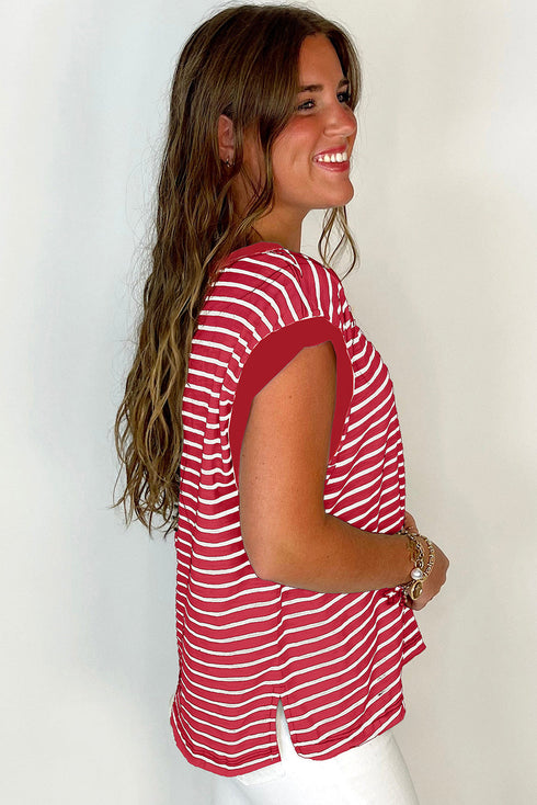 Effortless Stripe Pocket Accent Relaxed Fit Tank