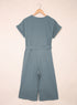 Effortless Style Dolman Sleeve V Neck Button Front Belted Wide Leg Jumpsuit