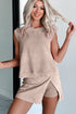 Effortless Style Washed Sleeveless Muscle Tee And Overlap Skort Two Piece Set