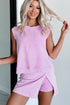 Effortless Style Washed Sleeveless Muscle Tee And Overlap Skort Two Piece Set