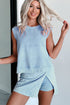 Effortless Style Washed Sleeveless Muscle Tee And Overlap Skort Two Piece Set