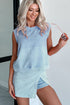 Effortless Style Washed Sleeveless Muscle Tee And Overlap Skort Two Piece Set