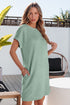 Effortless Textured Crinkle Short Sleeve Casual T Shirt Mini Dress