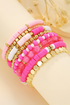Eight Piece Polymer Clay Beaded Elastic Bracelet Set