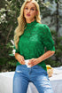 Elara High Neck Short Sleeve Lace Blouse