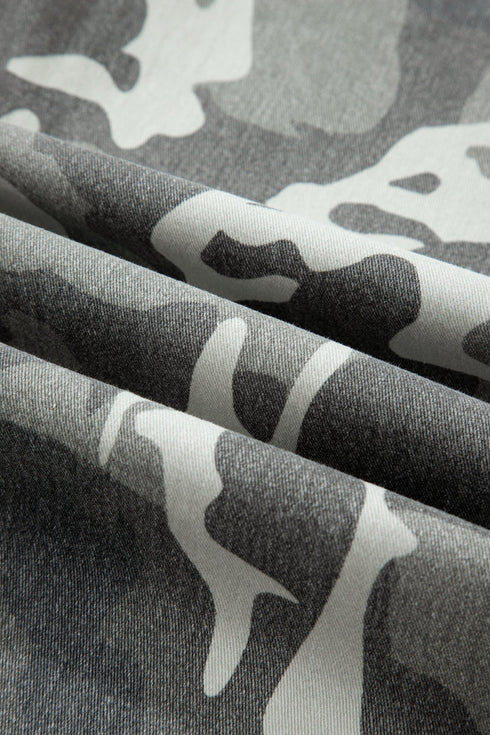 Elastane Camo Pattern Cotton Denim Shift Jeans
