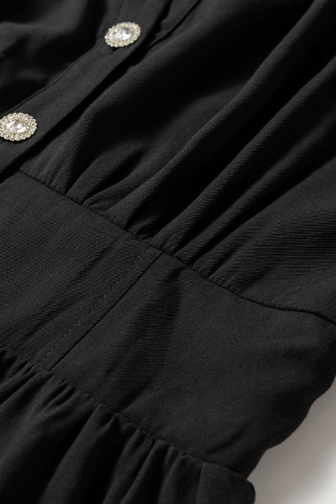 Elastic Cinched High Waist Long Sleeve Shirt Mini Dress