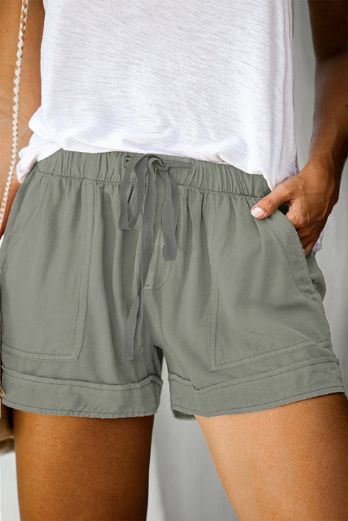 Elastic Waist Drawstring Pocket Shorts