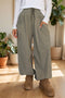 Elastic Waist Drawstring Wide Leg Seamed Full Length Pants