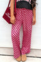 Elastic Waist Plaid Checkered Full Length Shift Pants