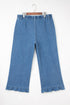 Elastic Waist Ruffled Wide Leg Denim Pants