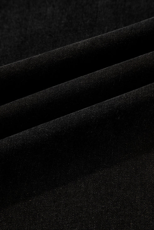 Elastic Waist Ruffled Wide Leg Denim Pants