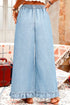Elastic Waist Ruffled Wide Leg Denim Pants