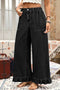 Elastic Waist Ruffled Wide Leg Denim Pants
