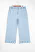 Elastic Waist Ruffled Wide Leg Denim Pants