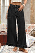 Elastic Waist Ruffled Wide Leg Denim Pants