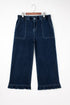 Elastic Waist Ruffled Wide Leg Denim Pants