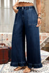 Elastic Waist Ruffled Wide Leg Denim Pants