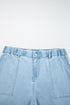 Elastic Waist Ruffled Wide Leg Denim Pants