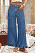 Elastic Waist Ruffled Wide Leg Denim Pants