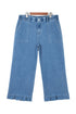 Elastic Waist Ruffled Wide Leg Denim Pants