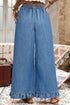Elastic Waist Ruffled Wide Leg Denim Pants