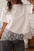 Elegant Asymmetric Lace Hem Patchwork Cotton Tee