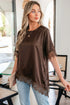 Elegant Asymmetric Lace Trim Short Sleeve Satin Top