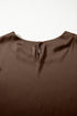 Elegant Asymmetric Lace Trim Short Sleeve Satin Top