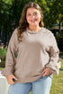 Elegant Beaded Drop Shoulder Plus Size Sweater