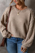 Elegant Beaded Drop Shoulder Plus Size Sweater