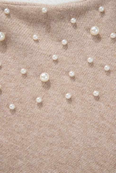 Elegant Beaded Drop Shoulder Plus Size Sweater