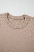 Elegant Beaded Drop Shoulder Plus Size Sweater