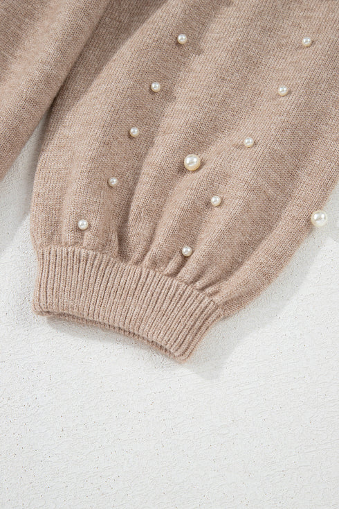 Elegant Beaded Drop Shoulder Plus Size Sweater
