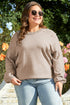 Elegant Beaded Drop Shoulder Plus Size Sweater