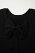 Elegant Bow Detail Backless Bubble Sleeve Knit Sweater