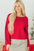 Elegant Bow Detail Backless Bubble Sleeve Knit Sweater