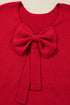 Elegant Bow Detail Backless Bubble Sleeve Knit Sweater