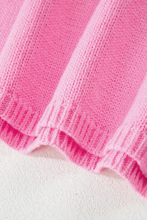 Elegant Bow Detail Backless Bubble Sleeve Knit Sweater
