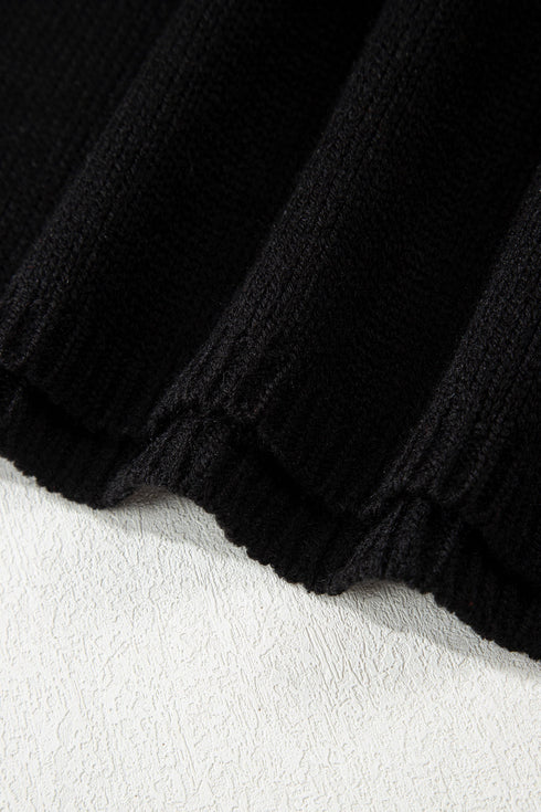 Elegant Bow Detail Backless Bubble Sleeve Knit Sweater